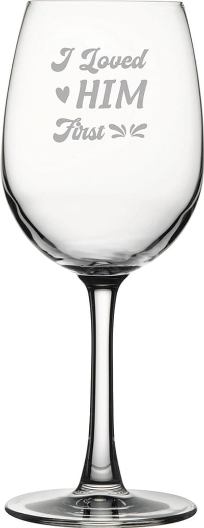 Gegraveerde witte wijnglas 36cl I loved him first