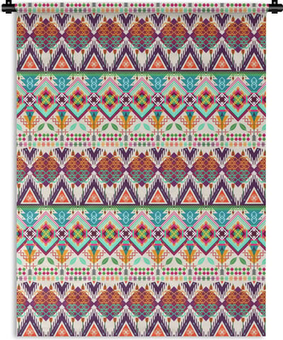 Wandkleed - Wanddoek - Azteken - Zuid-Amerika - Patronen - 150x200 cm - Wandtapijt