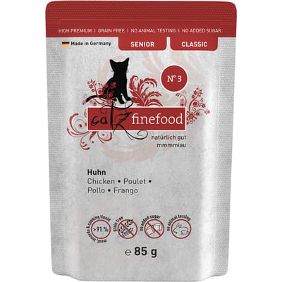 16x 85g catz finefood Senior No. 3 Kip Katten Natvoer