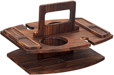 KZQ Houten wijnrek - draagbare picknicktafel - opvouwbaar wijnrek - praktische picknick essentiële mini picknicktafel, geschikt voor koken, strandvissen, donkerbruin.