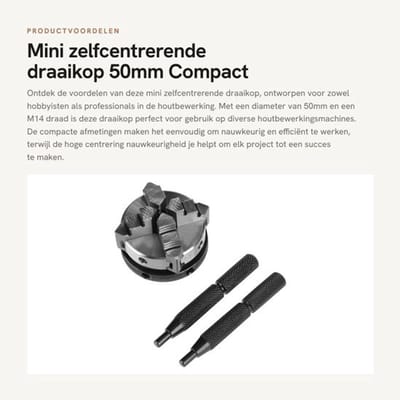 Houtdraaibank klem 50 mm mini - 50 mm mini 4-klauw - Omkeerbare zelfcentrerende klem met M14 draadbevestiging - Handdraaibalen klemmen