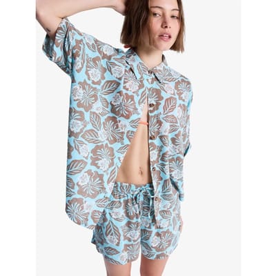 Roxy Beachy Nostalgia Print T-shirt Met Korte Mouwen Blauw S Vrouw