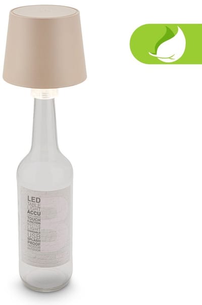 BRILONER Bota – Tafellamp Oplaadbaar – LED flessenlamp – dimbare lamp op accu – touchbediening – draadloos – 11.5 cm – 1.8W – beige