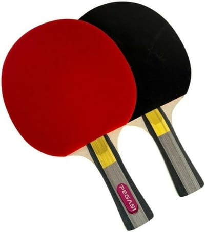 Tafeltennisbatje 4 Ster - Pingpong Bat - Offensief Spel - Glad Pim-in Rubber - 1cm Hoog - Rood Zwart