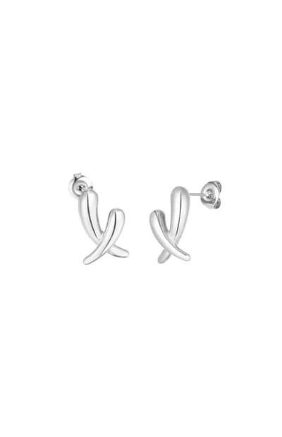 Yehwang Oorbellen - Stainless Steel - Gekruisde Oorbellen- Zilverkleurig
