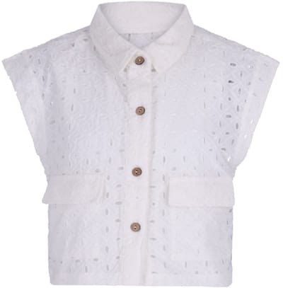 Like Flo - Denise Flo young broderie anglaise gilet - Off white - Maat 128