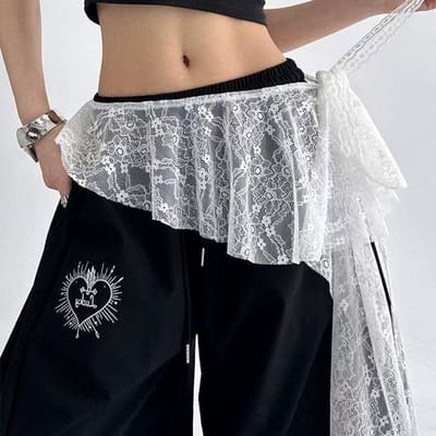Riem - Heupband - Tailleaccessoire - Eén maat - Zoomversiering voor broek/rok - Nieuwe onregelmatige kanten strik