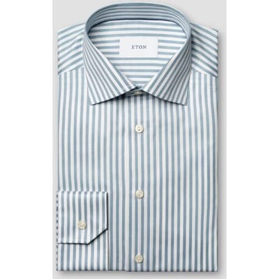 Eton Overhemd Bengal Stripe Organic Cotton Signature Twill Licht Blauw / male