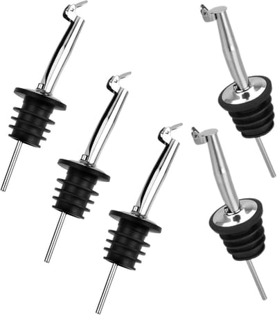 5 Pcs Bottle Pourers - RVS Speed Pourer met Scharnierende Flip Top Deksel - Liquor Spirits Pourer voor Wijn - Olijfolie - Koffie - Siropen - Azijn Flessen