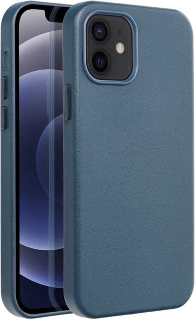 Casify Leren Hoesje geschikt voor MagSafe iPhone 12/12 Pro Hoesje - Donkerblauw