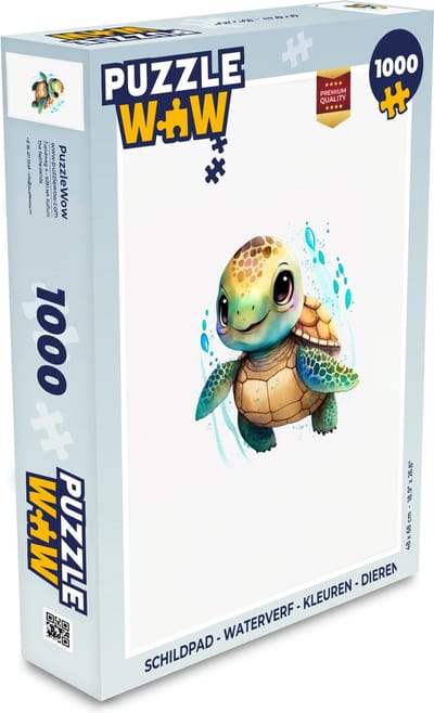 Puzzel Schildpad - Waterverf - Kleuren - Dieren - Meisjes - Jongens - Legpuzzel - Puzzel 1000 stukjes volwassenen