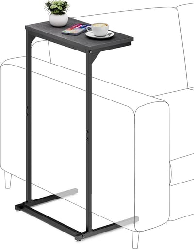 Bijzettafel C-vorm - Kleine salontafel - Comfortabel werken - In hoogte verstelbare poten - 729 cm hoog - Zwart