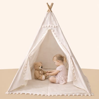 Studio Bloom Kinder Speeltent Tipi Tent Kinderen Meisjes Jongens Speelgoed Kindertent Kind Peuter Speelhuisje - Beige