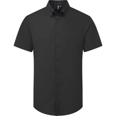 Premier Heren Supreme Oxford overhemd met korte mouwen (Zwart)