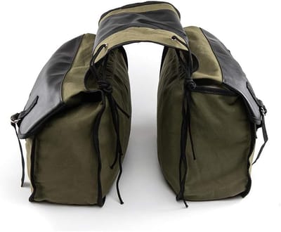Dubbele fietstas - Fietstas - E-bike tas - Tassen - Fietstassen - Canvas - Olijfgroen