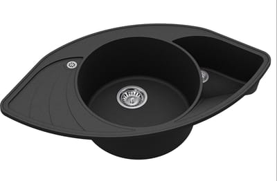 GURARI Granieten gootsteen SCP151 Inbouwspoelbak 945x505 mm, Zwart metallic, Rechthoekig