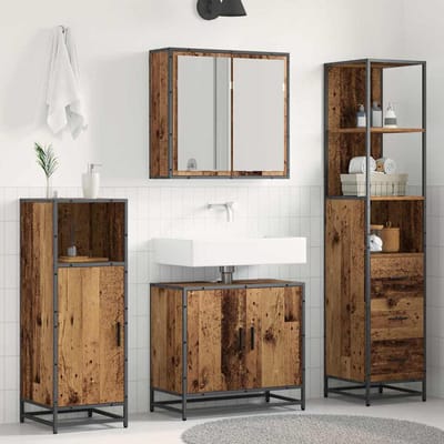 vidaXL - Badkamermeubel - Set - 3 - st - Oud - Hout - Bewerkt - hout