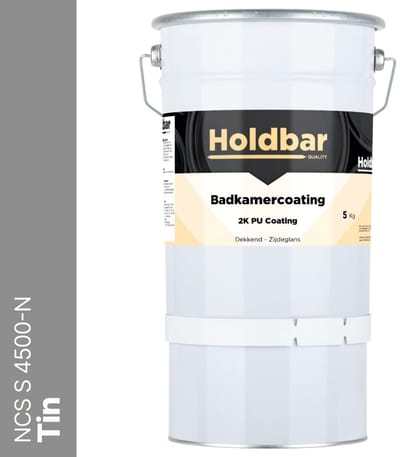 Holdbar Badkamercoating Tin (NCS S 4500-N) 10 kg - Badkamerverf - Tegelverf - Alle kleuren - Waterdichte Badkamer verf - Ook Toepasbaar in douchecel - Gemakkelijk te reinigen - 2 Componenten