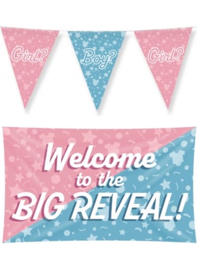 Boy or girl versiering pakket – vlag – gevelvlag – gender reveal - paperdreams