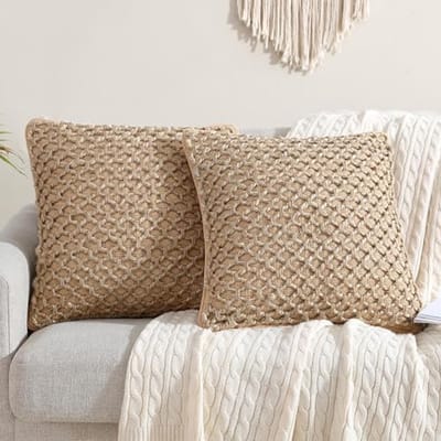 Decoratieve Kussenslopen - Sierkussens Kussenslopen - Woonkamer Decoratie - Geweven Katoen Jute - 50 x 50 cm - Beige