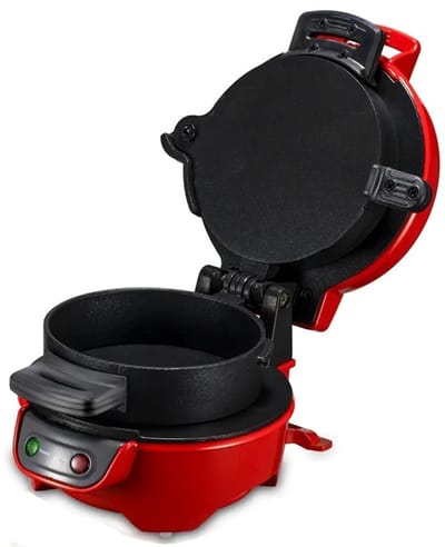 Velmio Burger machine - Ontbijt Machine - 3 Lagen - 220V - Dubbele Kooklaag - Draaibare Kookplaat - Non Stick - 800W - Rood