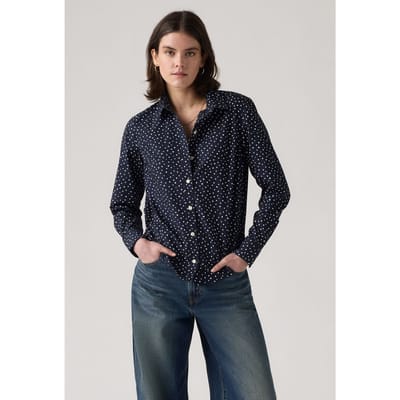 Levi's The Classic Bw Shirt Marlo Dotv2 Night Maat: S | Overhemden Outlet | Dames | Blauw