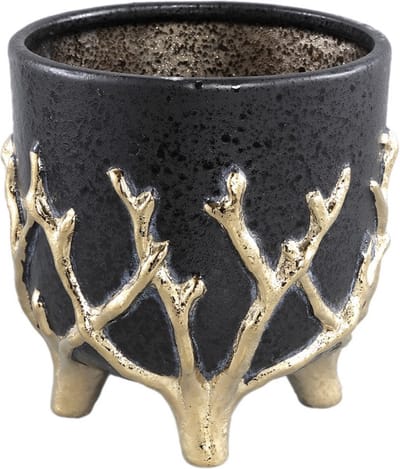 PTMD Quin Bloempot - 17 x 17 x 17 cm - Keramiek - Zwart