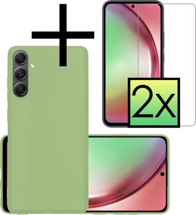 Hoesje - Met 2x Screenprotector - Geschikt voor Samsung Galaxy A54 - Sterk & Shockproof - Back Cover - Siliconen Case - Telefoon Hoes - Groen