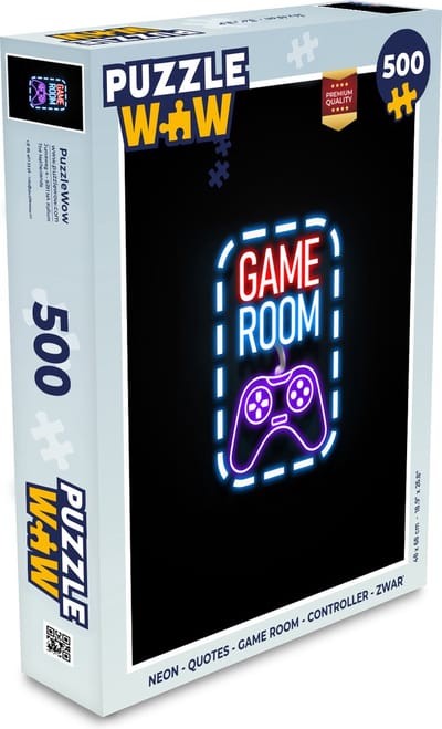 Puzzel Neon - Quotes - Game room - Controller - Zwart - Legpuzzel - Puzzel 500 stukjes