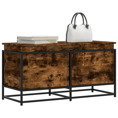 vidaXL - Opbergbox - met - deksel - 100x40x51,5 - cm - bewerkt - hout - gerookt - eiken