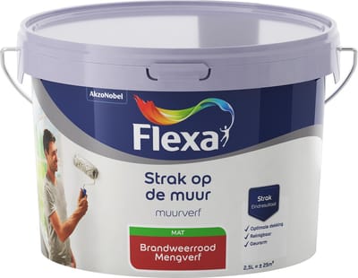 Flexa Strak op de muur Muurverf - Mat - 2,5 liter - Brandweerrood