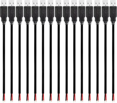 Dailygoods - 15pcs USB Pigtail Kabel 0.3m - USB 2.0 Plug voor DIY Reparatie