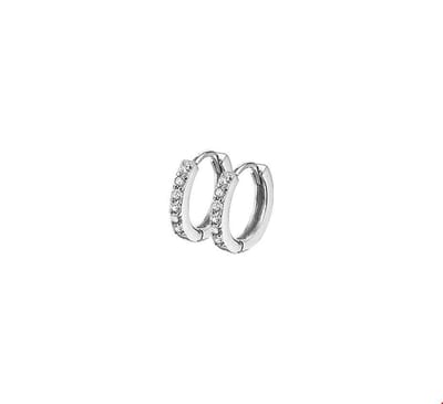 Zilver Gerhodineerde Klapoorringen zirkonia 1322197