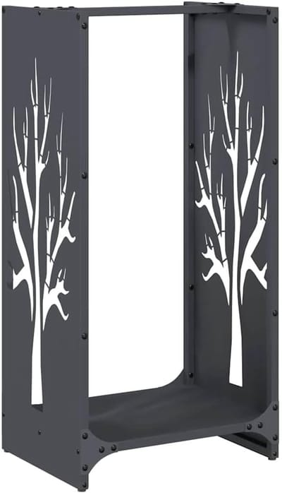 Brandhoutrek - Houtblokhouder - Binnen Opslag - Koudgewalst Staal - 40x30x80 cm - Antraciet