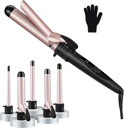 5-in-1 krultangset, multifunctionele verwisselbare krulspeldenset, 0,8 tot 1,25 inch krultang met keramische coating en hittebestendige handschoen
