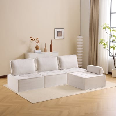 MODFU Modulaire Bank - Compact En Vrij Indeelbaar - Modern - Voor Kleine Ruimtes - Multiplex - Beige