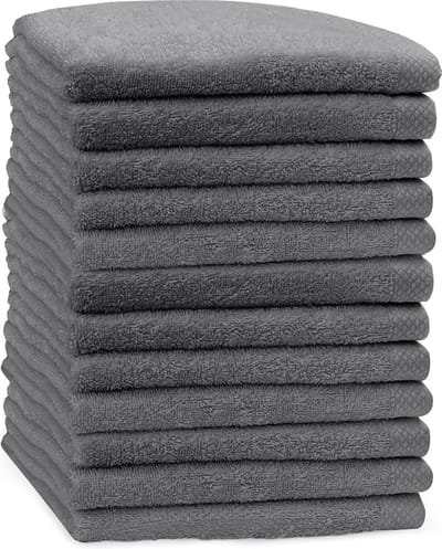 Eleganzzz Handdoeken Set - Set van 12 - Handdoek 50x100cm - 420 gr/m2 - 100% Katoen - dark grey