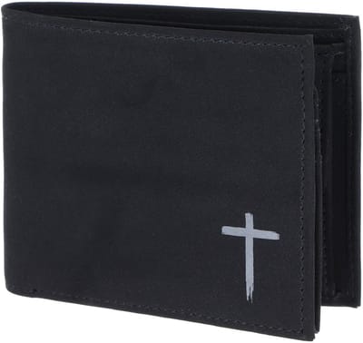 oxmox portemonnee New Cryptan RFID Protect Querscheinbörse Freedom Cross Print Grey Black zwart