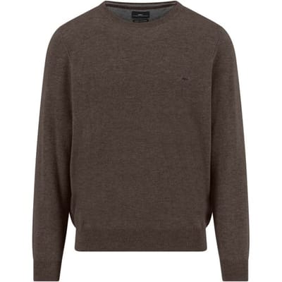 Fynch-Hatton Trui O-Neck Merino Cashmere Dark Chocolate / male