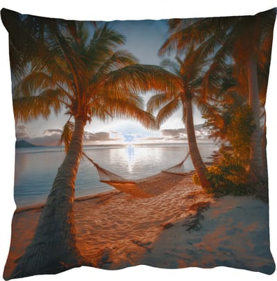 Sierkussens - Kussentjes Woonkamer - 50x50 cm - Palmbomen - Hangmat - Strand - Zonsondergang