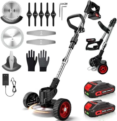 HEZIVO® 4-in-1 Grastrimmer Elektrisch - Bosmaaier Draadloos - Kantenmaaier met Accu - Onkruidborstel - 3 Soorten Snijmessen - 21 V