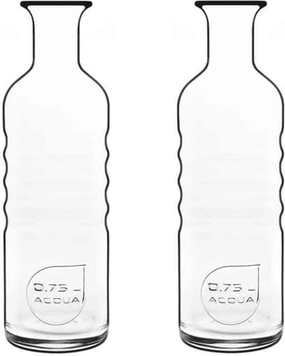2x Glazen water karaffen van 750 ml Optima- Sapkannen/waterkannen/schenkkannen