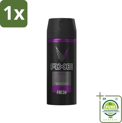1 x Axe - Deodorant Bodyspray - 48hrs Fresh - Excite - 150 ml - Axe Deodorant - Deodorant Spray - 48 Uur Fris - Kokosnoot Geur - Zwarte Peper Geur