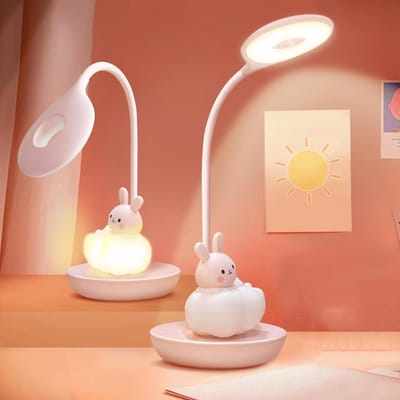 QORA® Bureaulamp Kinderkamer - Bureaulamp Roze - Tafellamp Kinderkamer - Roze - 11cm x 11cm x 37cm