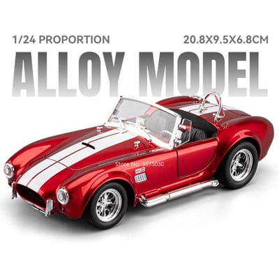 Schaal 1:24 Shelby Cobra 427 Phantom Legering Auto's Modellen Speelgoed Achterwiel Terugtrek Mechanisme Miniatuur Vintage Auto Huisdecoratie Decoratie