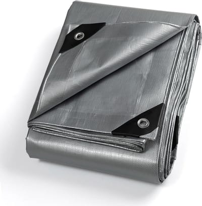 Afdekzeil - Waterdicht zeil - Bescherming buiten - Scheurvast polyethyleen - 4x6 meter - Grijs
