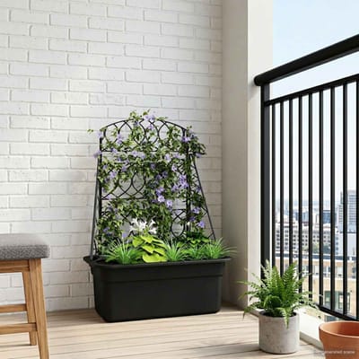 vidaXL - Planter - Trellis - Antraciet - 58 - x - 29 - x - 78 - cm - PP
