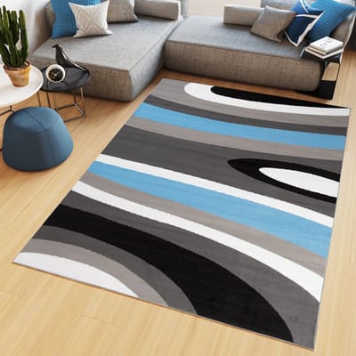 Tapiso Maya Vloerkleed Grijs Tapijt Woonkamer Modern Blauw Maat- 220x300