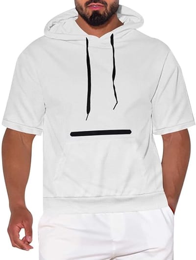 T-shirt met Capuchon - Wit - Heren - Buidelzak - Relax Fit