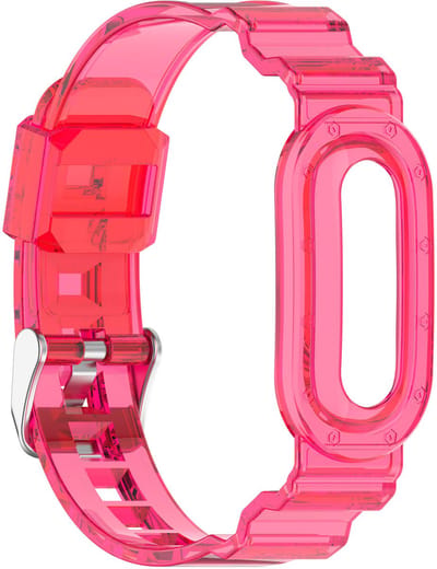 Stravo Transparant TPU Band Fitbit Air – Zacht bandje met geïntegreerde beschermhoes – Geschikt voor Fitbit Air – Transparant Rood